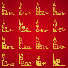 Fototapeta premium Set of oriental chinese border ornament, vector illustration