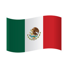 Mexican national official flag. Patriotic symbol, banner, element, background. Correct colors. Flag of Mexico waving on white background, vector illustration.