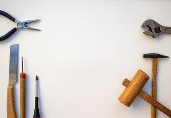 various DIY tools on a white paper 3 白い紙の上の様々なDIY道具 3