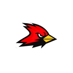 cardinal bird red logo with black background icon design vector