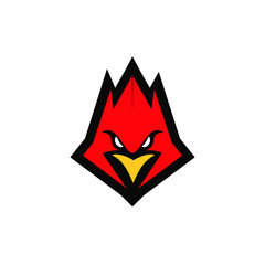 cardinal bird red logo with black background icon design vector