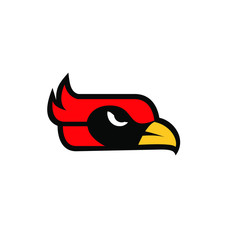 cardinal bird red logo with black background icon design vector
