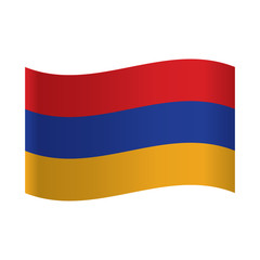 National flag of Armenia: red, blue and yellow horizontal stripes.