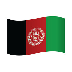 Afghanistan flag waving form. See also vector version.Afghanistan flag waving form on gray background. Vector illustration.