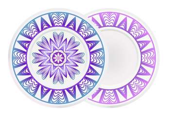 Set of two round ornament with decorative mandala. Vector illustration