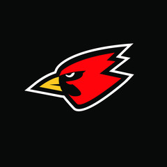 cardinal bird red logo icon design vector with black background