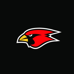 cardinal bird red logo icon design vector with black background