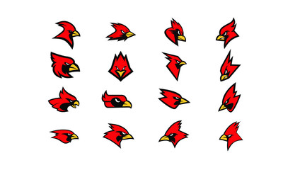 set of cardinal bird logo icon design vector