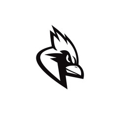 cardinal bird black logo icon design vector