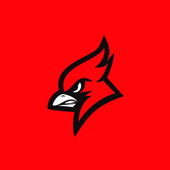 red cardinal bird logo icon design vector