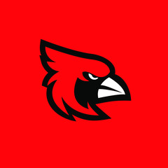 red cardinal bird logo icon design vector