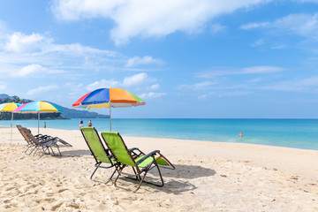 beach chair and umbrella at Surin beach