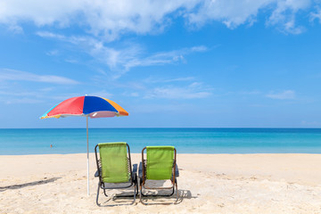 beach chair and umbrella at Surin beach