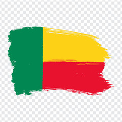 Obraz premium Flag Benin from brush strokes. Flag Republic of Benin on transparent background for your web site design, logo, app, UI. Africa. Stock vector. EPS10.