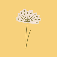 Vector Delicate stylized dandelion flowers . Doodle logo outline design illustration isolated