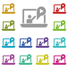 Online training, lecture, notebook multi color icon. Simple glyph, flat vector of online traning icons for ui and ux, website or mobile application