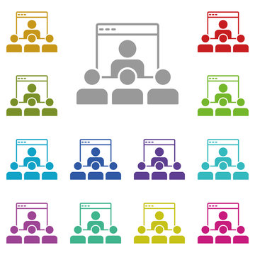 Conference, employee, online multi color icon. Simple glyph, flat vector of online traning icons for ui and ux, website or mobile application