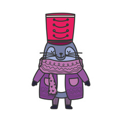 merry christmas celebration cute monk seal wearing sweater and hat