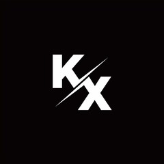 KX Logo Letter Monogram Slash with Modern logo designs template