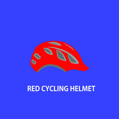 red cycling helmet vector illustration