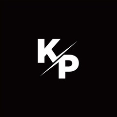 KP Logo Letter Monogram Slash with Modern logo designs template