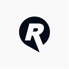 Letter R negative space with bubble Logo Template Vector Design. Social Talk, chat, app, forum, social media. Modern logotype symbol - vector