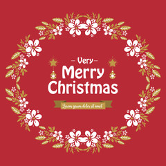 Design plant of leaf floral frame for vintage poster of very merry christmas. Vector