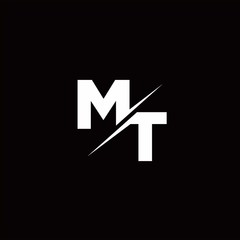 MT Logo Letter Monogram Slash with Modern logo designs template - obrazy, fototapety, plakaty