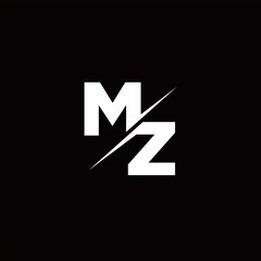 MZ Logo Letter Monogram Slash with Modern logo designs template - obrazy, fototapety, plakaty