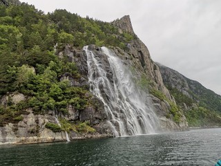 Fototapeta na wymiar Hengjane Waterfall Lysefjord Stavanger Norway
