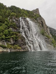 Fototapeta na wymiar Hengjane Waterfall Lysefjord Stavanger Norway
