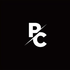 PC Logo Letter Monogram Slash with Modern logo designs template