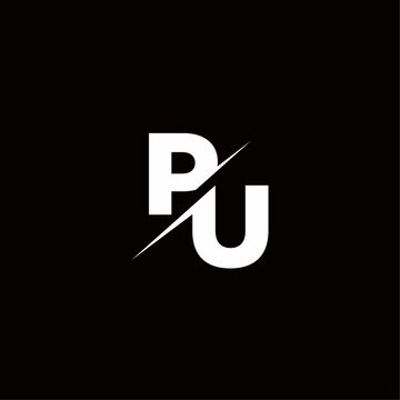 PU Logo Letter Monogram Slash with Modern logo designs template
