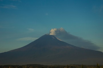 fumarole coming out of the volcano Popocatepetl crater
