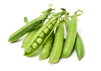 Fresh peas isolated on white background 