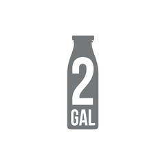 2 gal sign (mark) estimated volumes gallons. Vector symbol packa