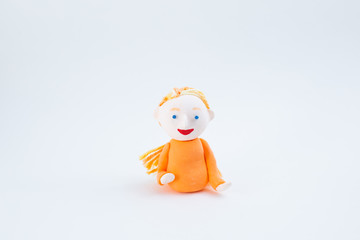 外国人女性　紙粘土で作った人形