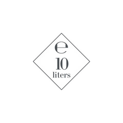 10 Liters l sign l-mark estimated volumes milliliters (ml) Vector symbol packaging, labels used for prepacked foods, drinks different liters and milliliters. 10 litre vol single icon isolated on white