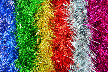 colorful Christmas tinsel texture for background