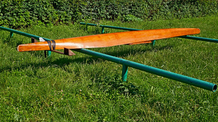 Canoe turned upside down to dry