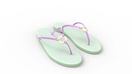 3d rendering of flip flops sandals isolated in studio background