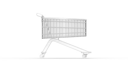 3d rendering of a shopping cart isolated in studio background