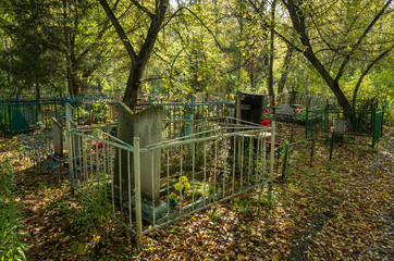 City cemetery. Old graves and gravestones.