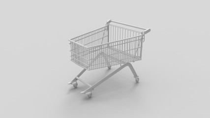 3d rendering of a shopping cart isolated in studio background