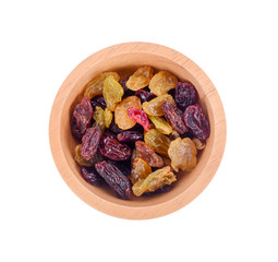 Raisins isolated on white background.