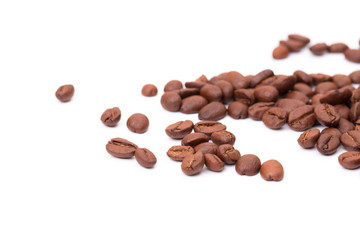 Coffee beans isolated on a white background area for copy space.