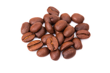 Coffee beans isolated on a white background area for copy space.