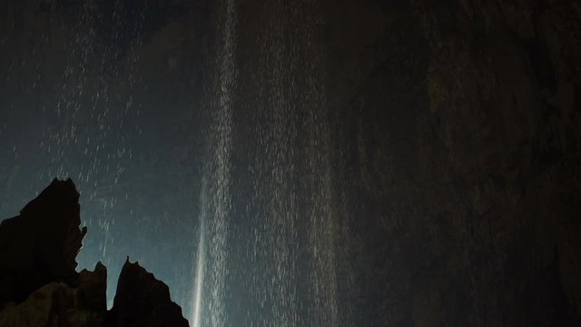 Water Falling from Ceiling of a Huge Deer Cave in Gunung Mulu National Park, Malaysia