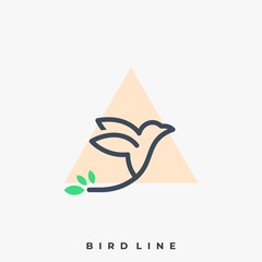 Bird Line Illustration Vector Template