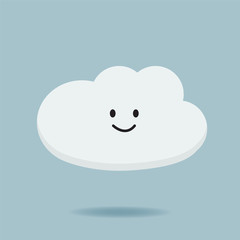 Cartoon character cloud design vector illustration.Cute cloud character.Smile white cloud emotion icon